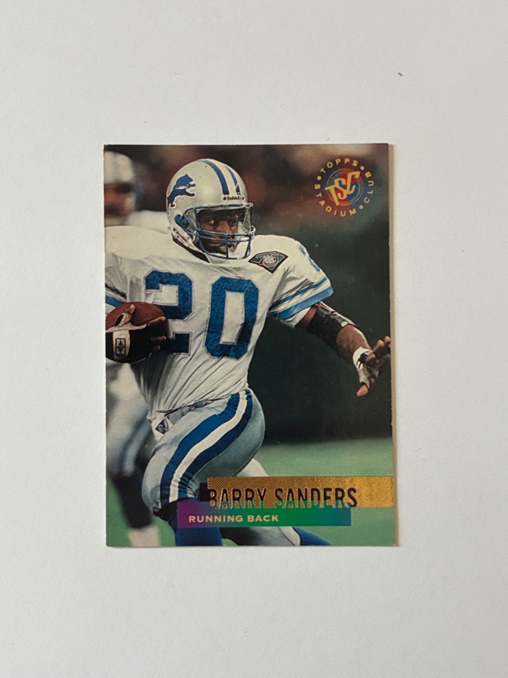 Topps Barry Sanders Detroit Lions Blue White Football Card